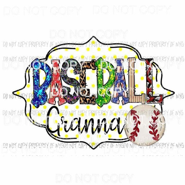Baseball Granna Yellow polka dot custom Sublimation transfers Heat Transfer