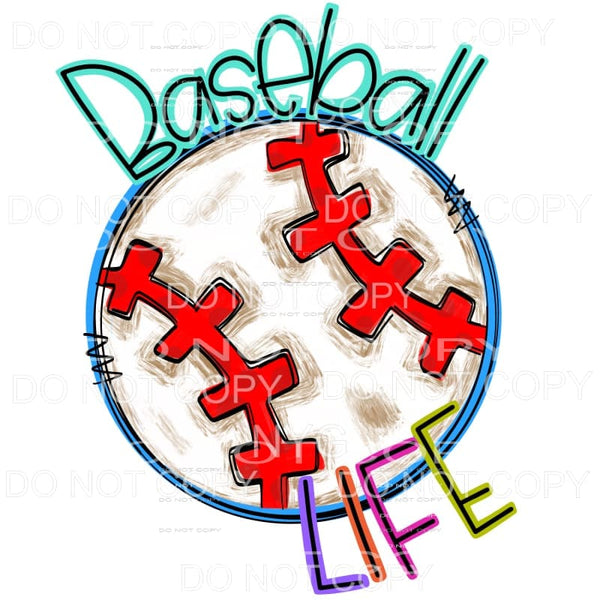 Baseball Life Doodle Sublimation transfers - Heat Transfer