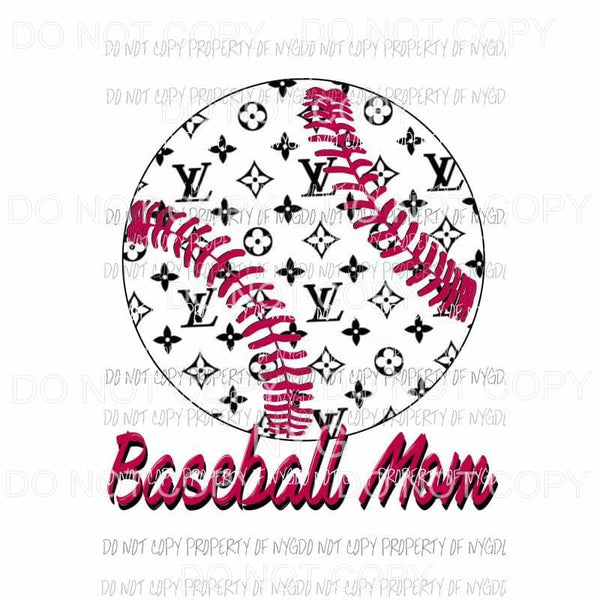 Baseball Mom #2 LV louis vuitton red black Sublimation transfers Heat Transfer