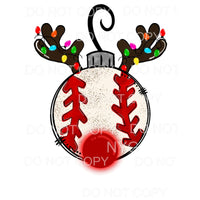 Baseball Rudolph Reindeer Ornament Christmas Lights #1313 