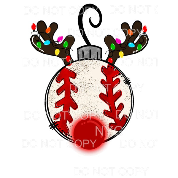 Baseball Rudolph Reindeer Ornament Christmas Lights #1313 