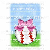 Baseball Sky Pink Bow Sublimation transfers Heat Transfer