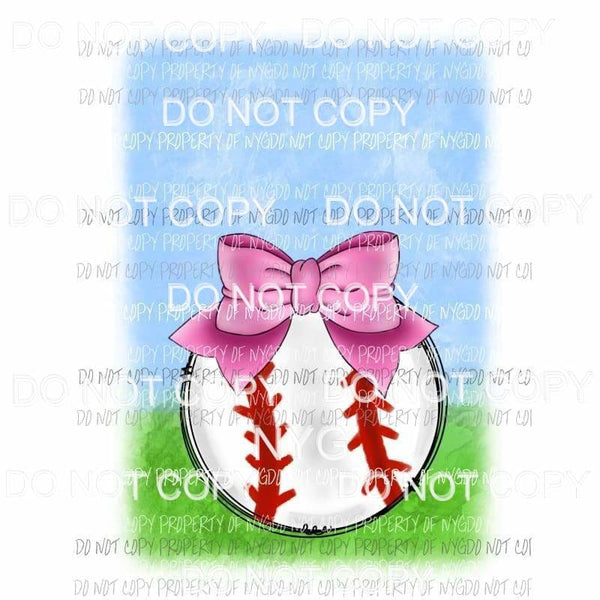 Baseball Sky Pink Bow Sublimation transfers Heat Transfer