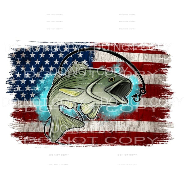 Bass Fish American Flag USA Fishing #2078 Sublimation 