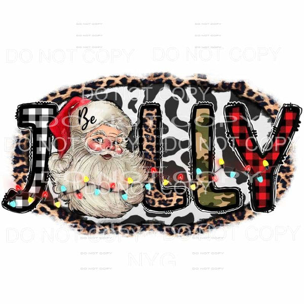 Be Jolly Santa Christmas Lights Plaid Leopard Camo Letters 