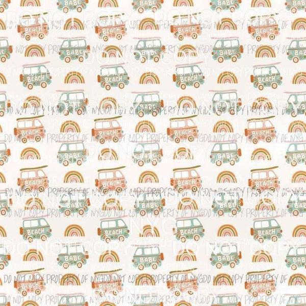 Beach Babe Van Rainbow Sheet Sublimation transfers 13 x 9 inches Heat Transfer