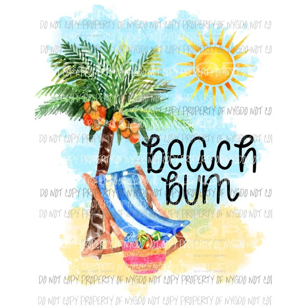 Beach Bum #1 palm tree chair sun Sublimation transfers Heat Transfer