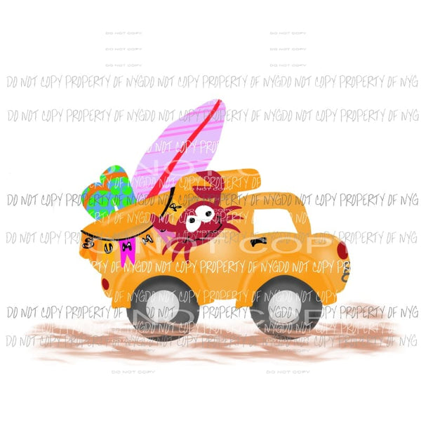 Beach Dump Truck with crab Sublimation transfers Heat Transfer
