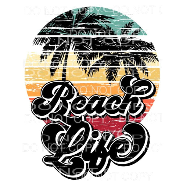 Beach Life Retro Distressed Wood Circle #2 Sublimation 