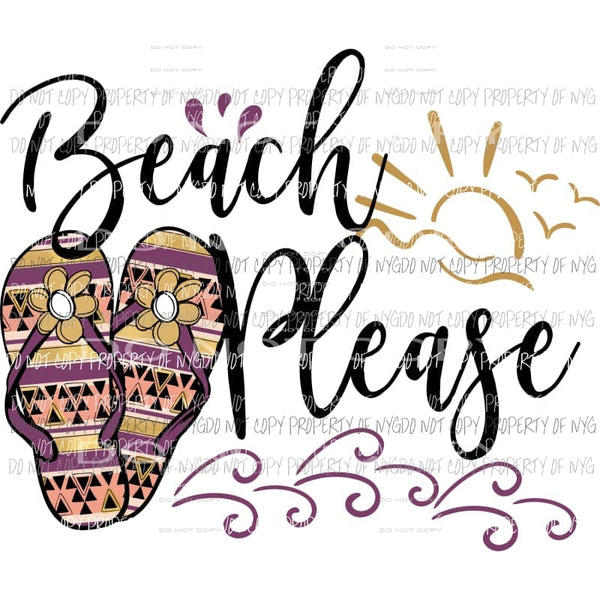Beach Please #2 purple gold flip flops Sublimation transfers Heat Transfer