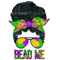 Bead Me Messy Bun Braids Mardi Gras #2482 Sublimation 