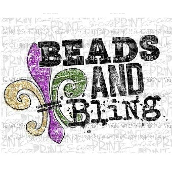 Beads and Bling Mardi Gras Sublimation transfers Heat Transfer