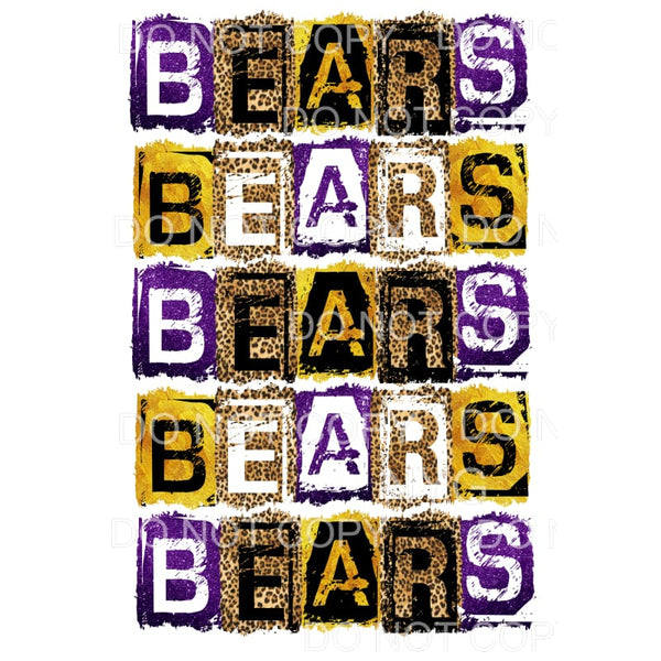 BEARS BLOCK PURPLE GOLD # 823 Sublimation transfers - Heat 