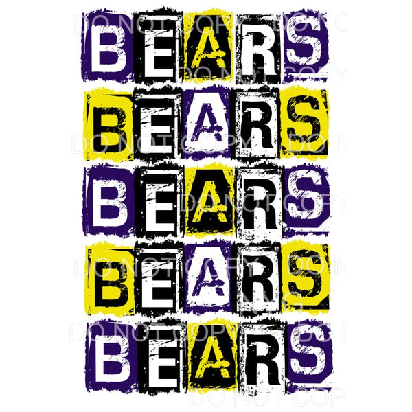 BEARS BLOCK PURPLE GOLD # 824 Sublimation transfers - Heat 