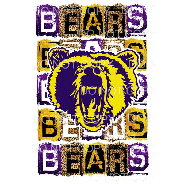 BEARS BLOCK PURPLE GOLD # 826 Sublimation transfers - Heat 
