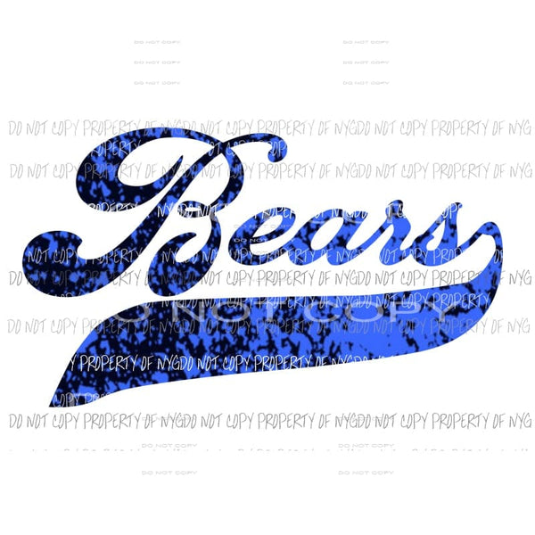 Bears royal blue black Sublimation transfers Heat Transfer