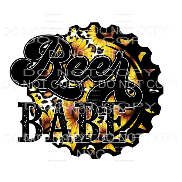 Beer Babe Sunflower Bottle Cap Sublimation transfers - Heat 