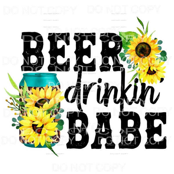 Beer Drinkin Babe Leopard Sunflowers Sublimation transfers -