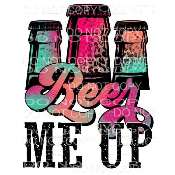Beer Me Up Colorful Leopard Bottles Distressed Sublimation 