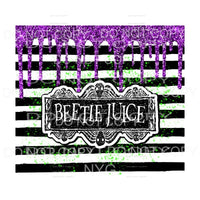 Beetle Juice Purple Paint Drip Black White Stripes 