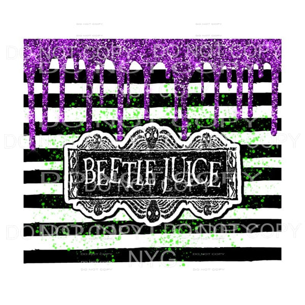 Beetle Juice Purple Paint Drip Black White Stripes 