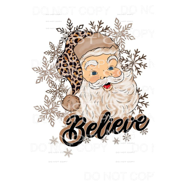 Believe Santa Leopard Glitter Snowflakes #1686 Sublimation 