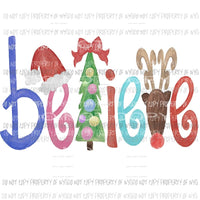 Believe watercolor - Christmas Sublimation transfers Heat Transfer