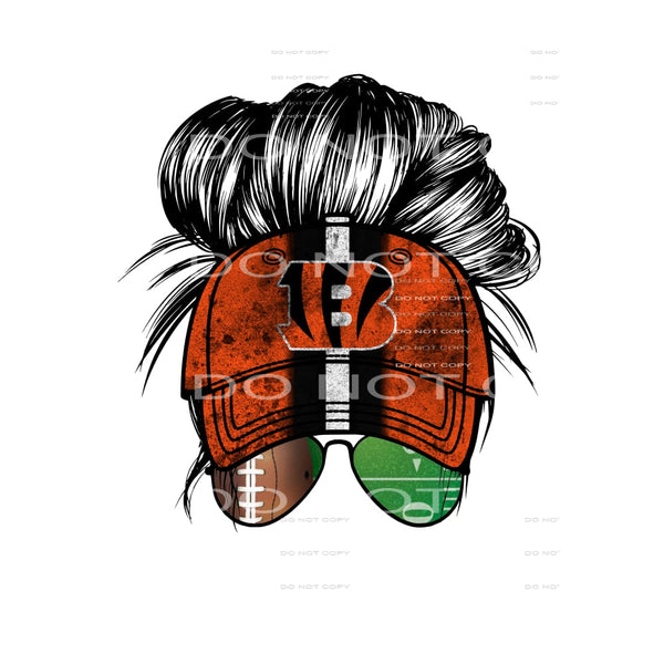 bengals messy bun # 9056 Sublimation transfers - Heat 