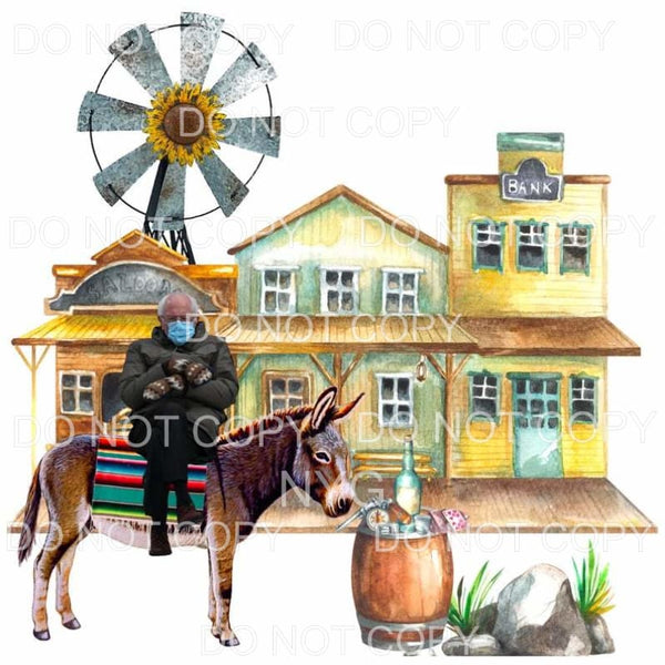 Bernie Sanders Sitting On A Donkey Scene Windmill 