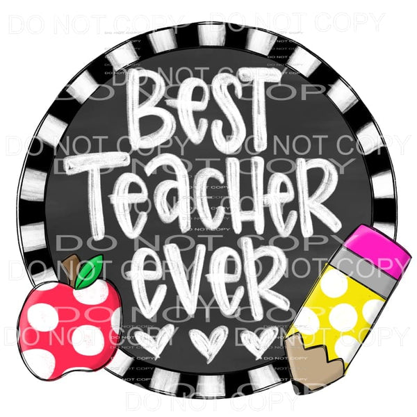 Best Teacher Ever Black Circle Frame Apple Pencil 