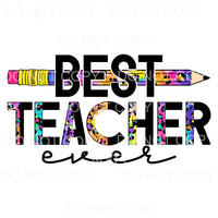 Best Teacher Ever Tie Dye Leopard Pencil #638 Sublimation 