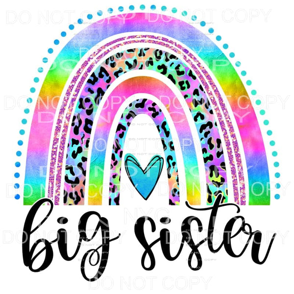 Big Sister Bright Color Tie Dye Leopard Rainbow Sublimation 