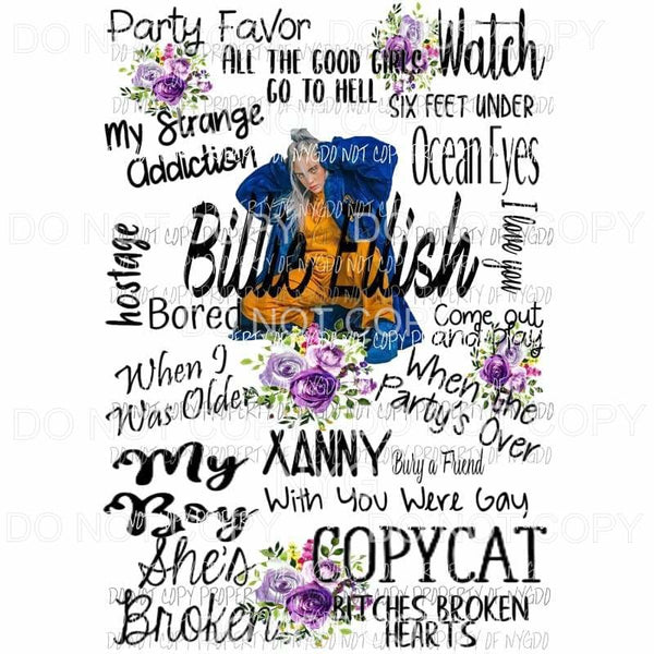 Billie Eilish songs music Sublimation transfers Heat Transfer