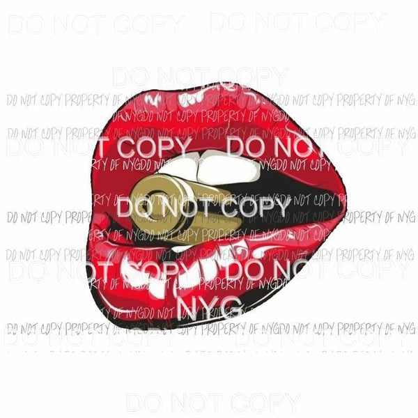 Bite The Bullet #2 red lips Sublimation transfers Heat Transfer
