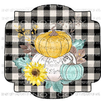 Black and cream Plaid with Pumpkins Sublimation transfers Heat Transfer