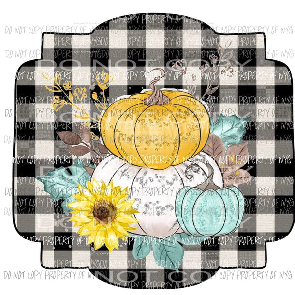 Black and cream Plaid with Pumpkins Sublimation transfers Heat Transfer