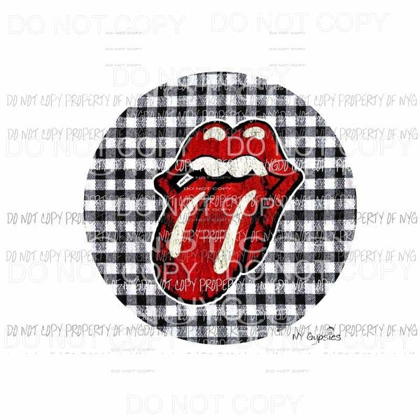 Black And White Plaid Rolling stones Sublimation transfers Heat Transfer