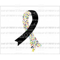 Black Awareness Ribbon #2 rainbow colors Sublimation transfers Heat Transfer