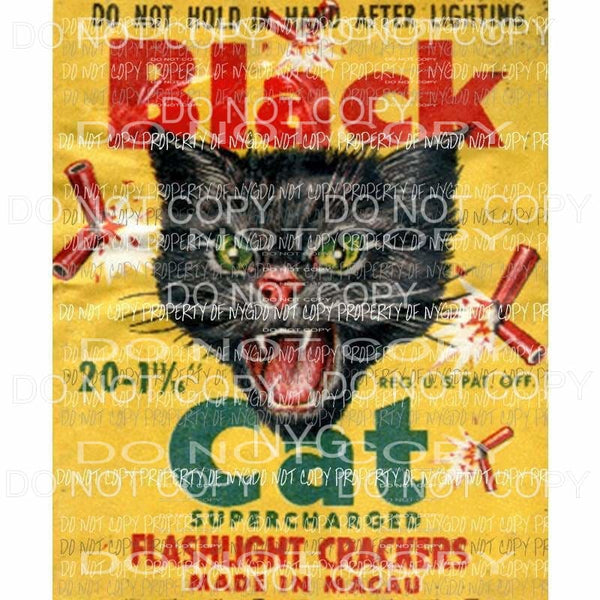 Black Cat firecrackers Sublimation transfers Heat Transfer