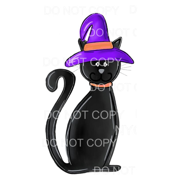 Black Cat Witch Hat Purple Orange #153 Sublimation transfers