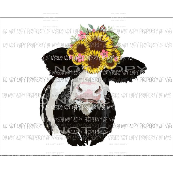 Black Cow #3 sunflowers Sublimation transfers Heat Transfer