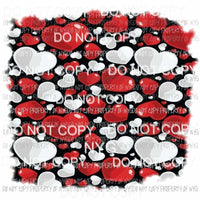 Black Red Hearts torn paper edges Sublimation transfers Heat Transfer