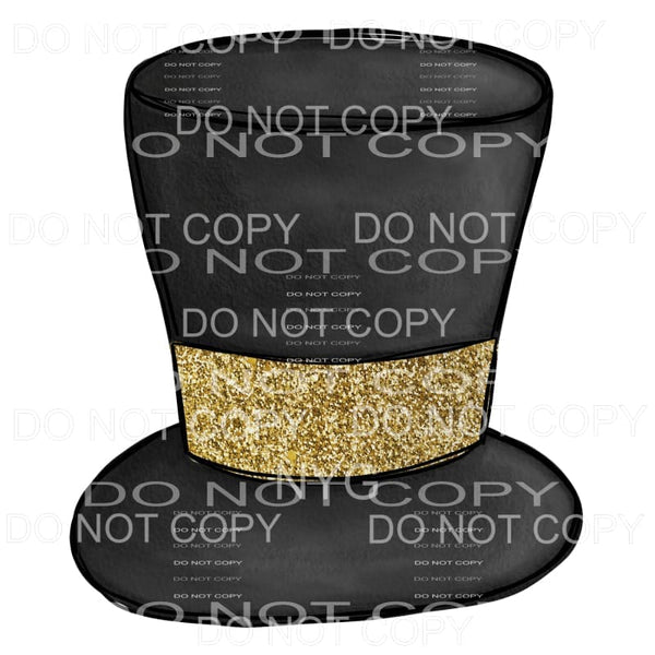 Black Top Hat Gold Glitter Band #1074 Sublimation transfers 