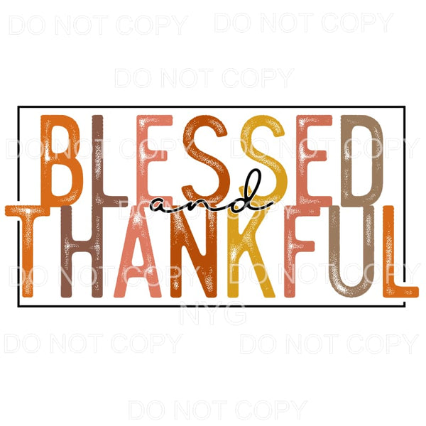 Blessed and Thankful Fall Colors Sublimation transfers - 