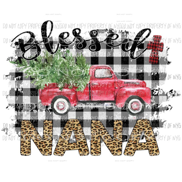 Blessed NANA #1 Christmas leopard truck tree buffalo plaid Sublimation transfers Heat Transfer