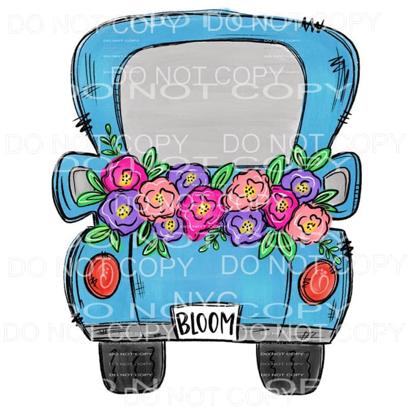 Bloom Blue Vintage Truck Floral Sublimation transfers - Heat