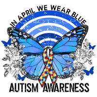 Blue Butterfly Autism Awareness #4242 Sublimation transfers