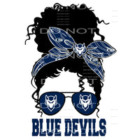 Blue Devils Messy Bun # 8111 Sublimation transfers - Heat