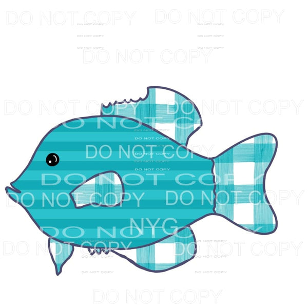 Blue Fish Stripes Plaid Sublimation transfers - Heat 