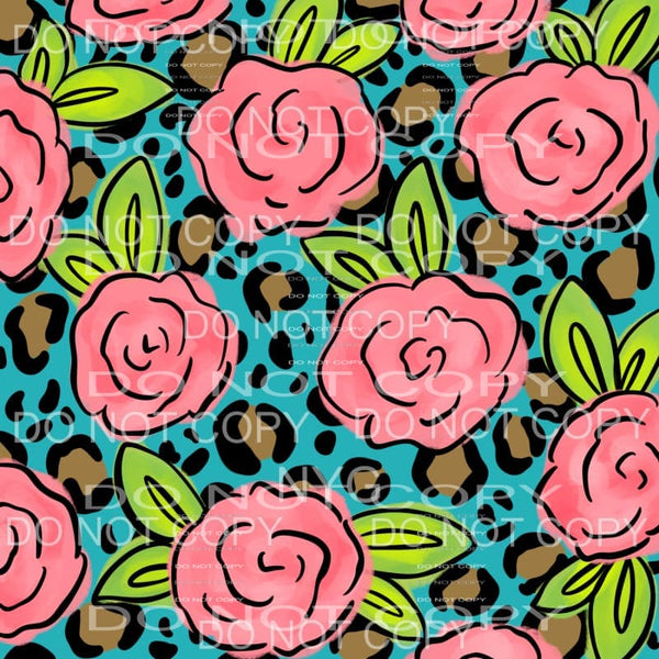 Blue Leopard Pink Floral Sheet Sublimation transfers - Heat 
